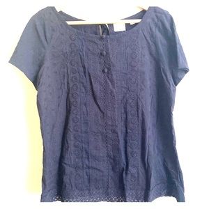 Anthropologie | black eyelet tee